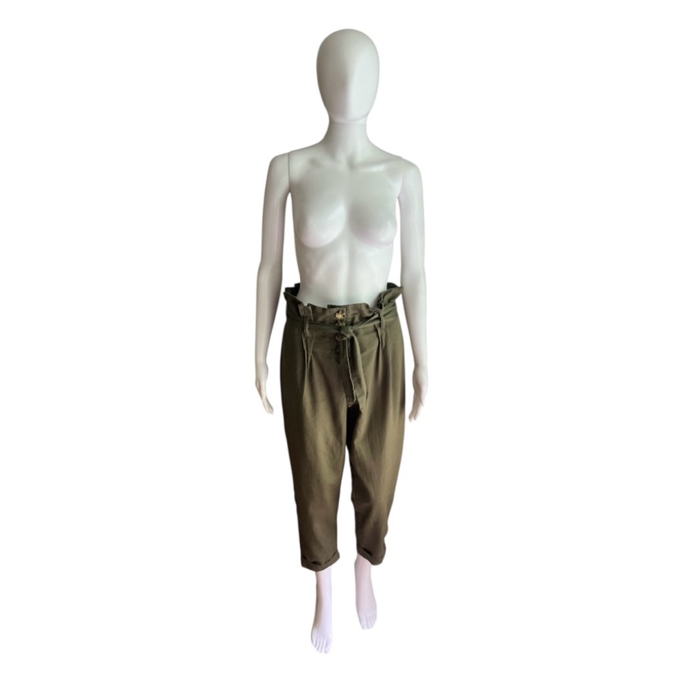 Vanilla Star Olive Green Paperbag Waist Pants Size M